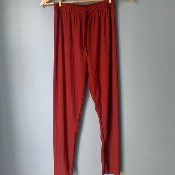 Women SET Ribbed Long Cardigan and Leggings in Rust Style BTP2978 Size Medium - Picture 6 of 10